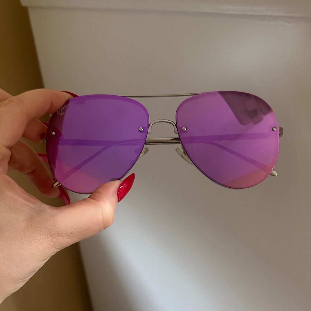 NEM Women's Purple-Pink Mirrored Aviator Sunglasses